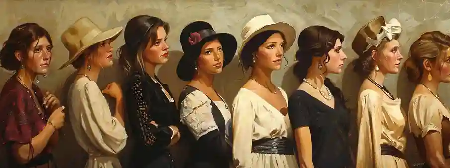 A group of stylishly dressed women standing together, wearing fashionable and well-coordinated outfits, posing confidently