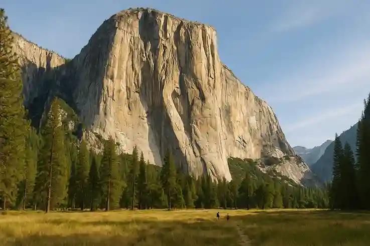 El Capitan rising dramatically in Yosemite National Park, one of the best US national parks, with surrounding forests and alpine meadows.