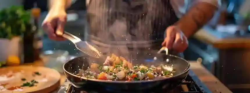 Healthy easy dinner recipes including stir fry, roasted vegetables, and grilled chicken served in a cozy kitchen setting.
