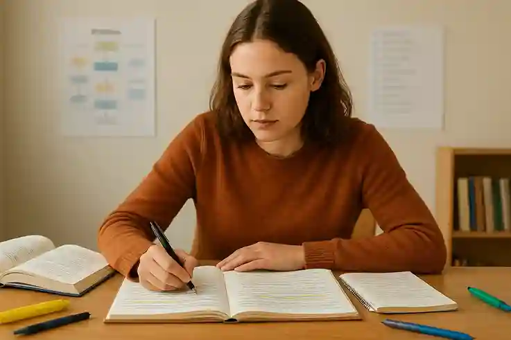 Student studying as a reading and writing learner, taking detailed notes and rewriting information to unlock learning potential.
