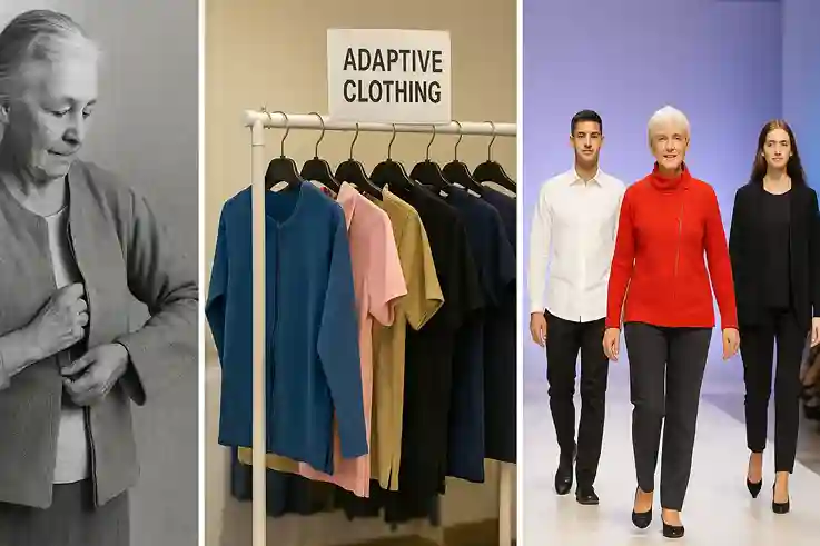 The Rise of Adaptive Fashion Through the Years what is adaptive fashion. Timeline of adaptive fashion showing its journey from homemade clothing solutions to modern runway shows with inclusive, stylish adaptive designs.