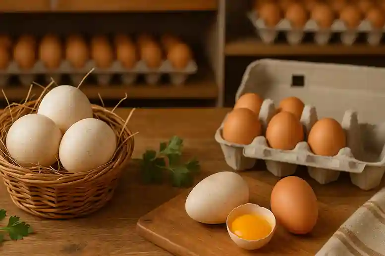 Fresh turkey eggs in a rustic basket highlighting scarcity – Can You Eat Turkey Eggs