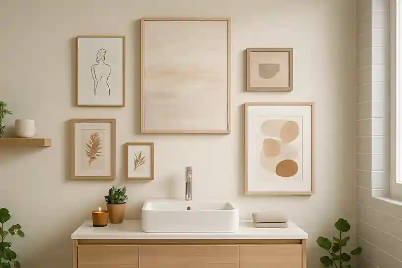 Creative Bathroom Wall Art Ideas for Layered Textures