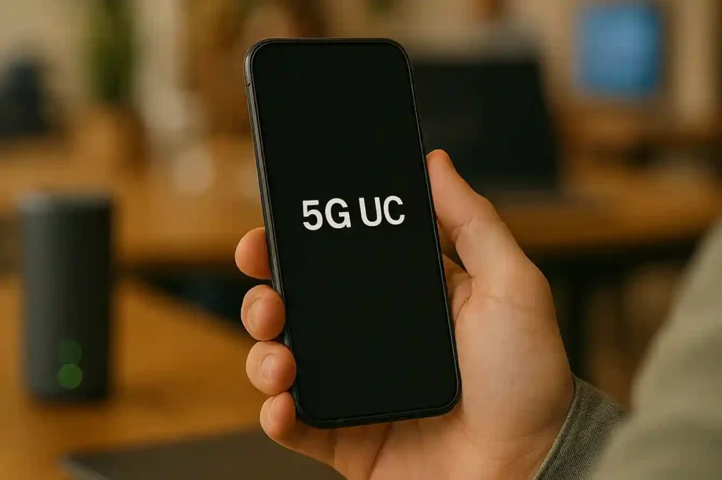 User experiencing faster phone speeds thanks to the advanced 5G UC mobile connectivity