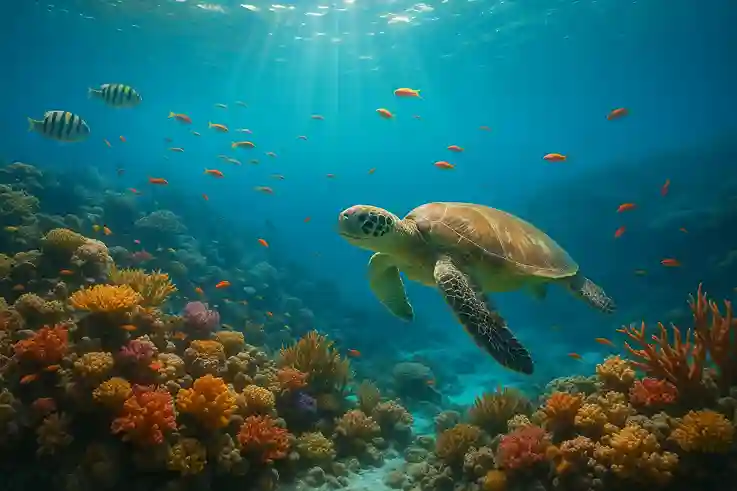 Vivid coral and marine life at the Great Barrier Reef showing What Makes a Great Travel Bucket List with underwater wonder.