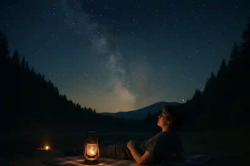 Teen stargazing under a clear night sky as part of magical Summer Bucket List Ideas for Teens.
