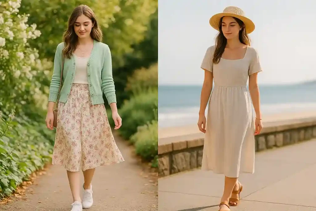 Fall and winter outfits featuring corduroy pants, plaid shirts, turtlenecks, and structured wool coats.