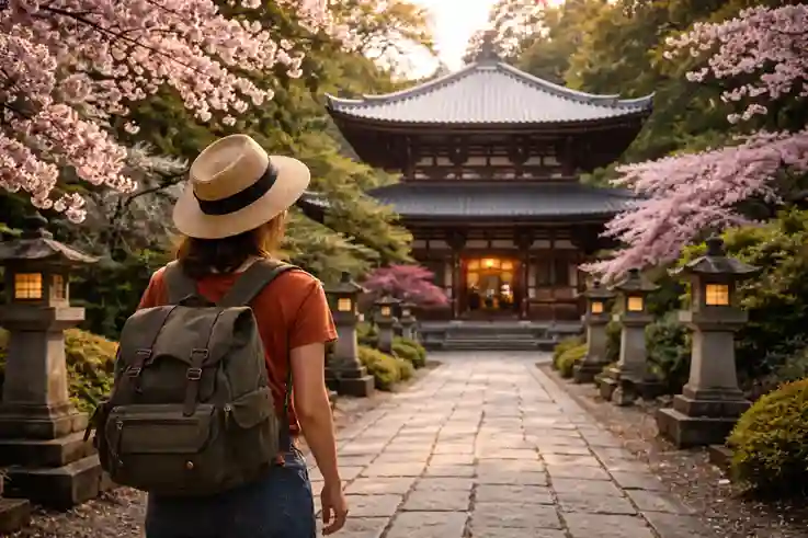 Peaceful Japanese temple surrounded by serene nature, showcasing cultural beauty and calm, making Japan one of the best solo travel destinations.