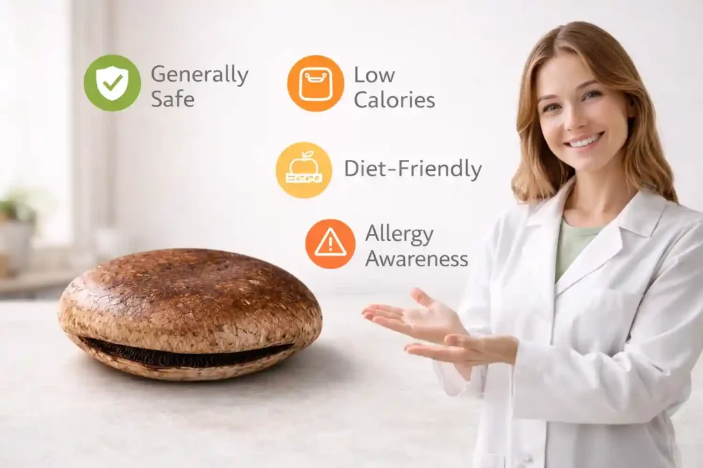 Dietitian explaining safety of portobello mushroom for different diets
